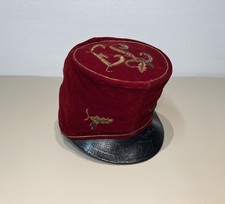Studentika Rote Samtmütze mit Eichenblättern Studentenmütze „Stürmer“ ~1900