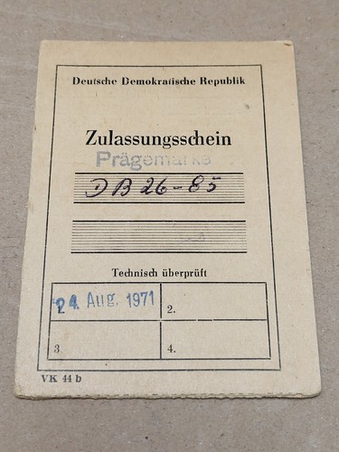 Kfz brief zulassung ddr - brief,