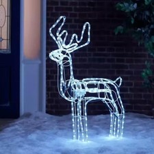 Weihnachtsrentier LED 3D Deko beweglicher Kopf 216 LEDs kaltweiss Aussen Metall
