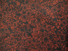 Japanische Kimono Seidenstoff  Stoffbahn handgedruckt  schwarz rot  102 x 37 cm