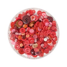 150g Aufnäh-Knopfmischung in roter Farbe aus Kunststoff 2-Loch, 4-Loch, Ösen