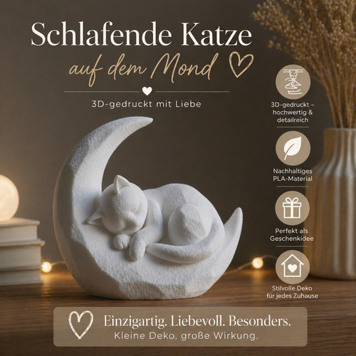 Schlafende katze auf mond - katze,