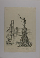 Gottfried Salzmann Radierung 1974 San Tubisco gewidmet signiert 32x23 cm R-50