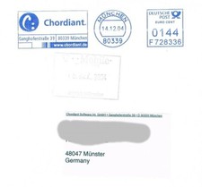 Absenderfreistempel München Chordiant Software - meterstamp, EMA