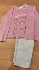 – Schlafanzug  Herbst/Winter    Nicki – Gr. 122 –128 rosa/grau -TOP-