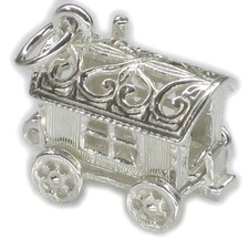 Zigeunerwagen öffnen Sterling Silber Charm .925 x 1 Caravan Charms_