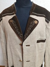 100% Leinen+Lederteile Trachten-JANKER JACKE Wiesn Jackett Blazer Gr. 54 XL TOP