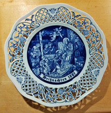 Sammelteller Wandteller Schumann Arzberg Weihnachtsteller 1987 Echt Kobalt