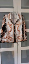 Bluse Gr. M  von SheIn Schalmuster Langarm Herbst Paisleymuster schwarz gold