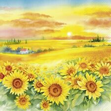3 lose Servietten ~ Sonnenblumen Feld Landschaft Blüten Toskana