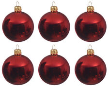 6 Weihnachtskugeln 8cm Glas mundgeblasen Christbaumkugeln rot glänzend
