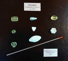 Prüfstrahler Set:  Uranglas + Prüfstab für Versuche und Test Geigerzähler