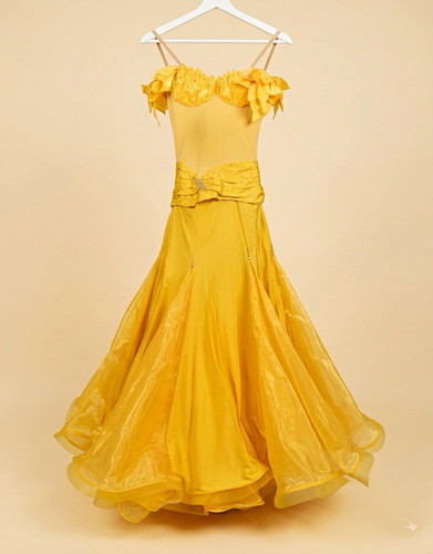 Damen standardkleid lang gelb - damen,