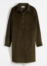 Oversized Cordkleid mit Stretch Gr. 40 Olivgrün Mini-Kleid Langarm-Dress Neu*