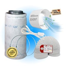 Grow Abluft Set 100mm leise Belüftungsset für Growbox Aktivkohlefilter Lüfter Ab