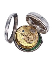 Feine Spindeltaschenuhr Williams London 55mm Silber