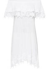 TRAUMHAFTES  CARMEN KLEID MIT SPITZE IN WEIß IM SUPER DESIGN GR.40/42 NEU (5780)