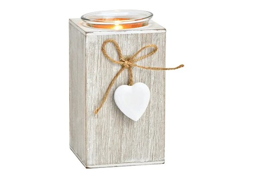 Teelichthalter mit herz holz - teelichthalter,