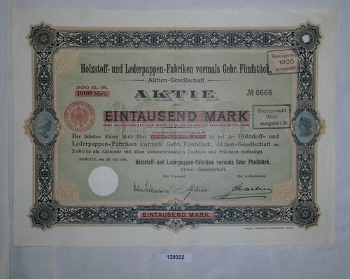 1000 mark aktie holzstoff - 1000, &