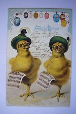 Alte AK Ostern  2 singende Küken mit Notenblatt  gelaufen 1905