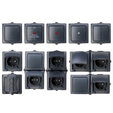 Kopp Nautic anthrazit Feuchtraum IP44 Aufputz Schalter Steckdosen Taster Kombi