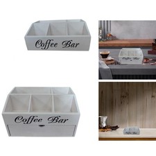 Holz-Kaffeestation-Organizer, Theken-Aufbewahrungskorb, rustikales