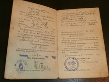 Seefahrtsbuch , Stralsund 1925-28 ,  Zarrendorf , Schiff , viele Stempel Ausweis