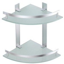 MSV Bad Eckregal Duschregal Ablage aus Aluminium und Glas - Kleben oder Bohren