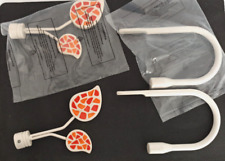 2 Gardinenhalter Raffhalter Vorhanghalter: Bügel weiß, Blatt bunt, Metall, NEU