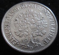 MDS DEUTSCHES REICH WEIMAR 5 REICHSMARK 1928 D "EICHBAUM" SILBER  #L