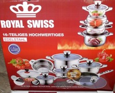 Royal Swiss 16Tlg Koch Topf Pfanne Geschirr Set Thermometer Deckel Edelstahl