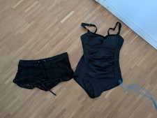 Einteiliger Badeanzug Schwarz + GRATIS Badeshort Schwarz - Größen M LASCANA