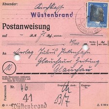 891381) SBZ Postanweisung mit