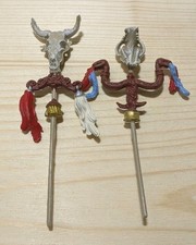 2 Hausser Elastolin Hunnen Feldzeichen Hartplastik 7cm Figuren