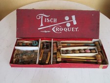 Tisch Croquet Spiel um 1900 im Originalkarton komplett
