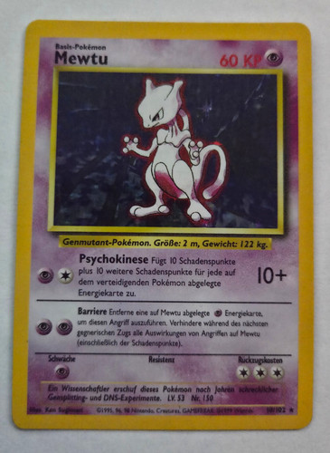 Pokémon mewtu holo 102 - pokémon, 10/102