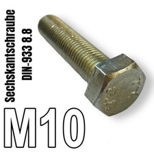 M10 DIN 933 8.8 Sechskant Schrauben verzinkte Maschinen Gewindeschrauben M10x