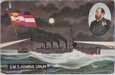Künstler AK Postkarte Kreuzer SMS Admiral Spaun 1910 Marine Österreich Ungarn