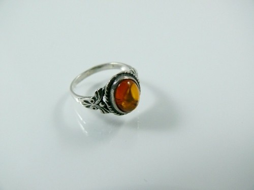 Bernstein ring silber - silber, 925