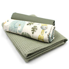 Waffelstoff Set + 2x Baumwollstoff je 0,5m x 1,5m Stoffpaket Set 25 Afrika Tiere