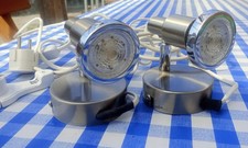 Lampe 2x GU10 Spot-Strahler Edelstahl – mit Stecker & Schalter (1,75 m / 2,64 m)