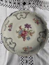 Große Servierteller Bavaria Ca 31 CM Durchmesser Porzellan Blumenmotiv Goldrand