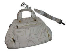 Fila Handtasche Tasche creme gold allover Print Stoff Umhängetasche viele Fächer