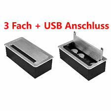 Steckdose 3 Fach+USB Silber Schwarz Einbausteckdose USB LAN Tischsteckdose  230V