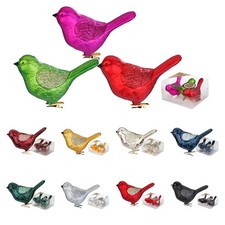 3 Christbaumschmuck Vögel auf Clip 9cm Kunststoff Groß Uni Dekovögel Bruchsicher