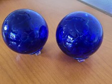 Glaskugel  Fensterkugel, Harzkristall,  Handarbeit, 2 Stück in blau