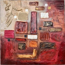 Original alte russische abstrakte Komposition, Ölgemälde, signiert, 60,0x60,0 cm