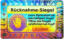 3D Hologramm Rücknahme-Siegel