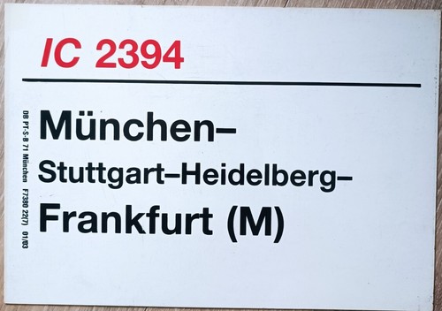 Zuglaufschild intercity - zuglaufschild,
