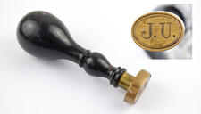 Petschaft Antik Messing 19./20. Jhd. Insignien "J.U" Siegel Stempel